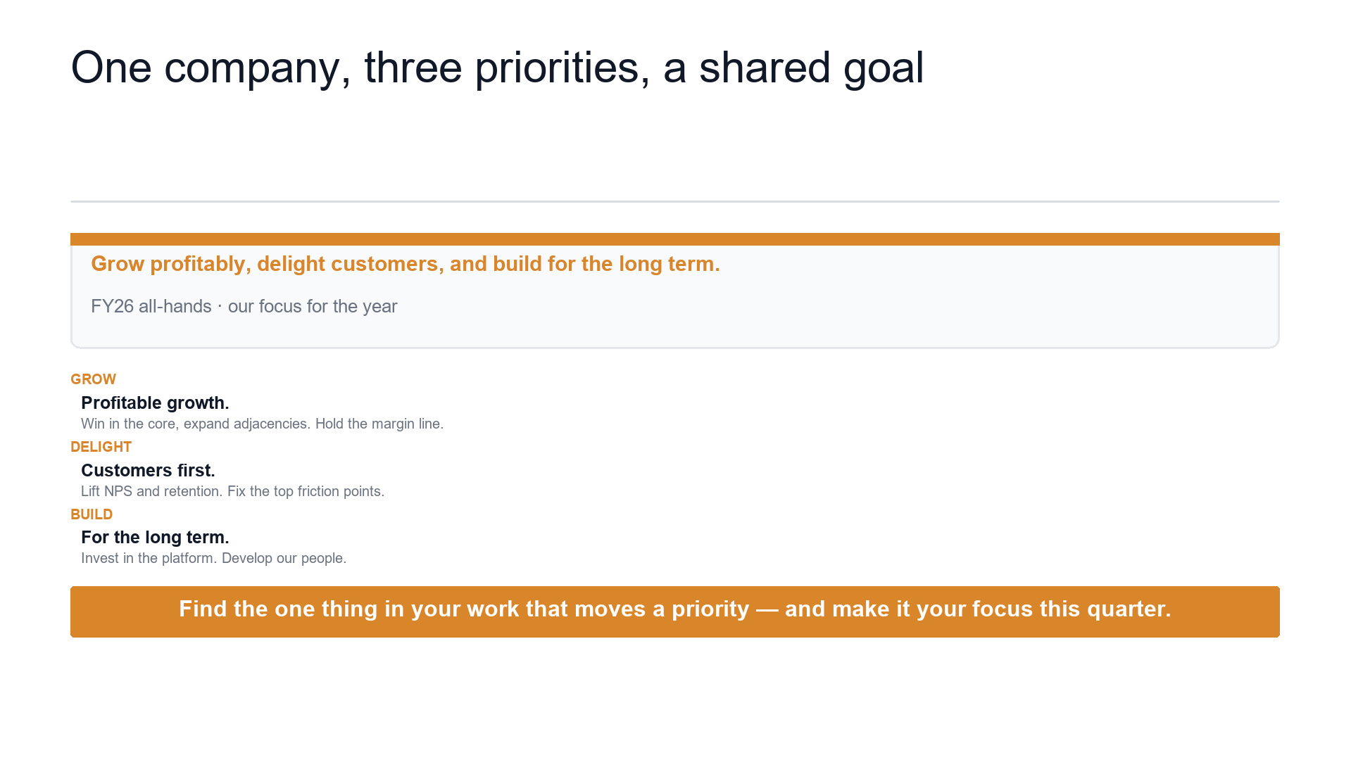 All-hands — the priorities for the year slide template preview