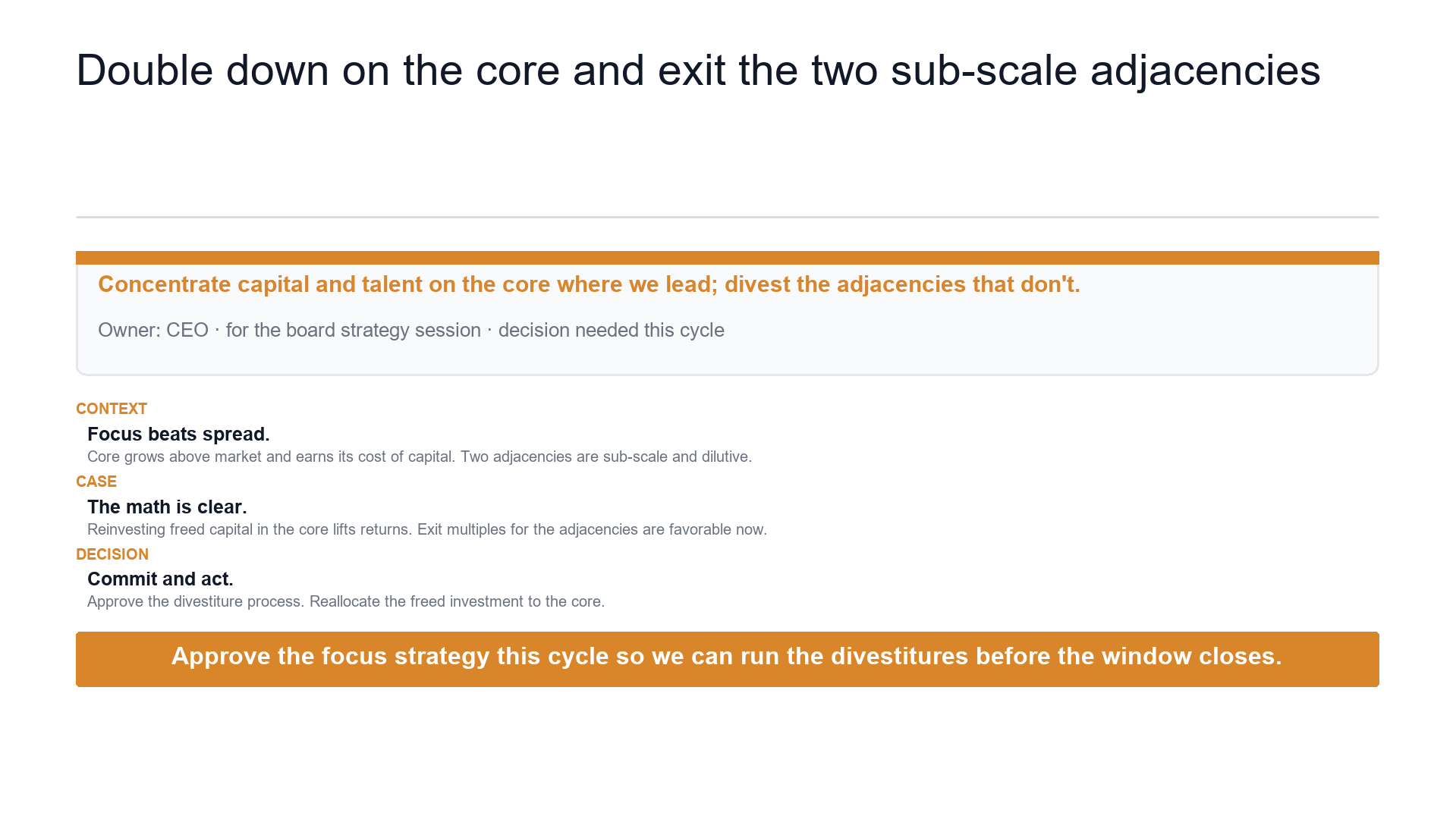 Strategy recommendation — the path we should take slide template preview