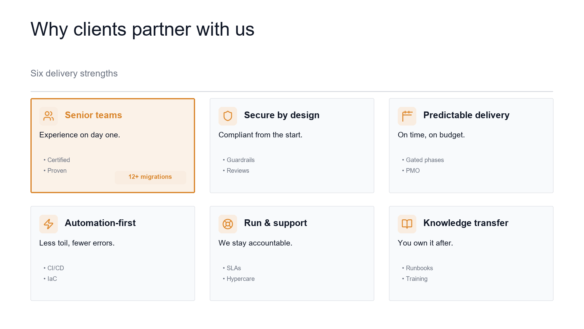 Why partner with us — delivery capabilities slide template preview