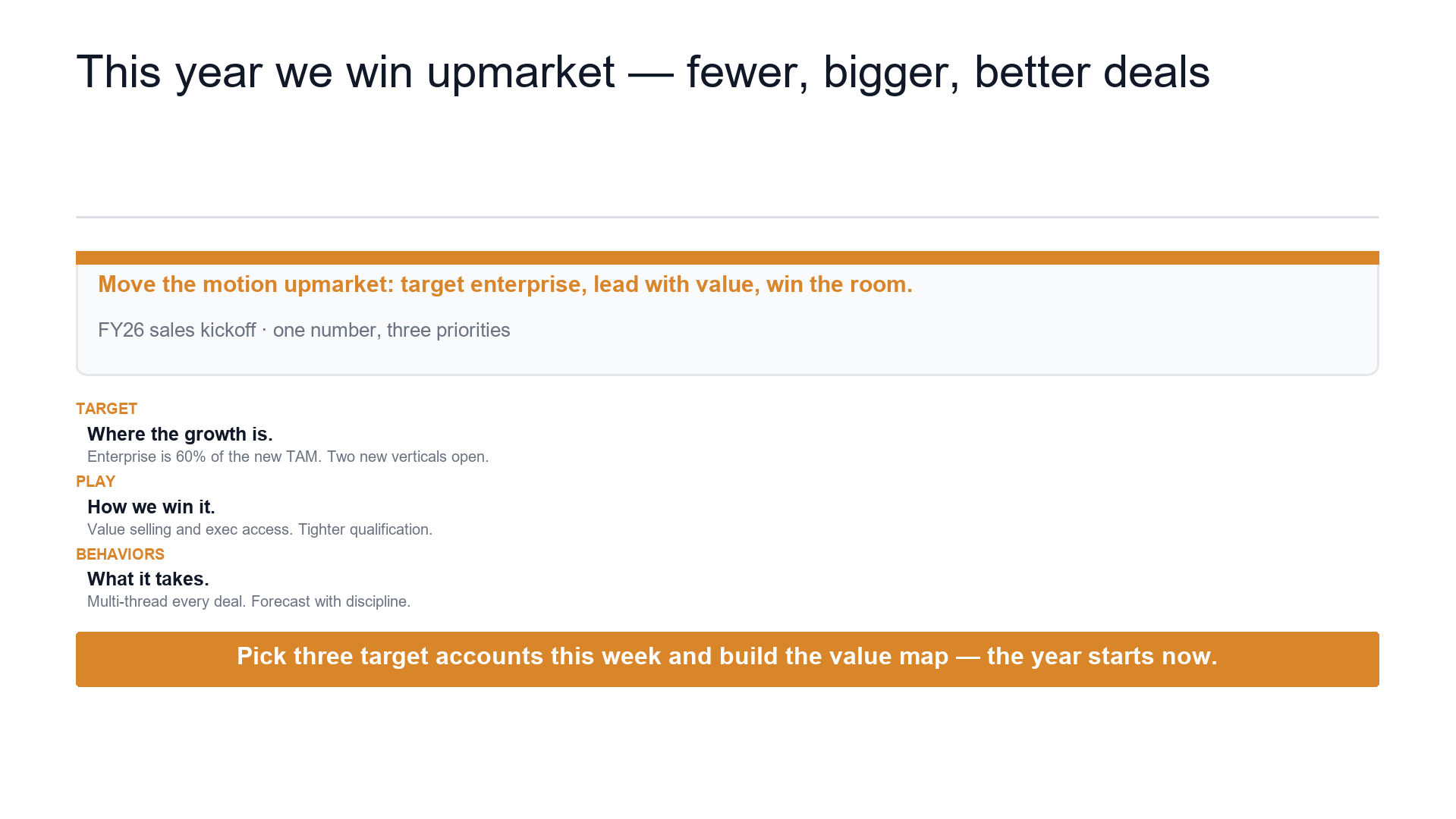 Sales kickoff — the play for the year slide template preview