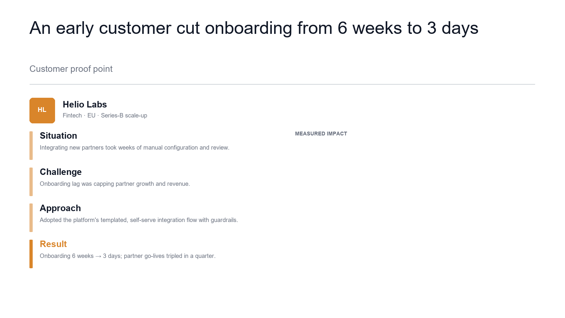 Customer proof — the result an early customer got slide template preview